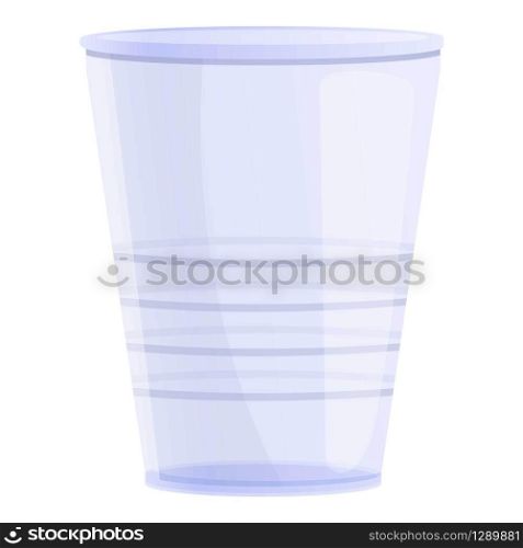 Transparent plastic cup icon. Cartoon of transparent plastic cup vector icon for web design isolated on white background. Transparent plastic cup icon, cartoon style