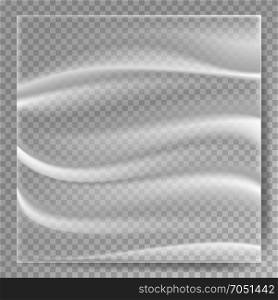 Transparent Polyethylene Vector. Plastic Wrap Texture. Stretched Polyethylene Cover. Isolated On Transparent Background Illustration. Transparent Polyethylene Vector. Stretched Glossy Plastic Warp Mock Up. Isolated On Transparent Background Illustration