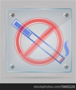 transparent sign no smoking on the plate vector illustration isolated on gray background