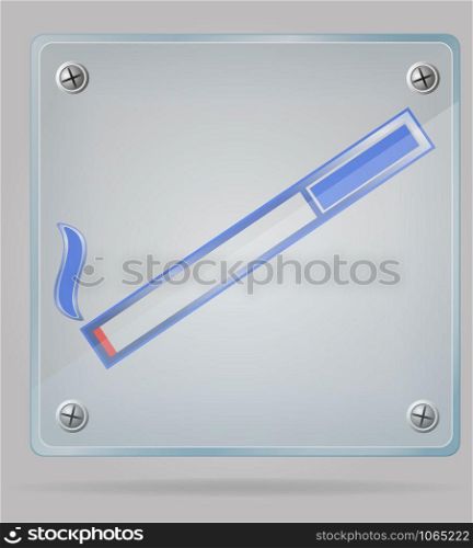 transparent sign of a smoking area on the plate vector illustration isolated on gray background