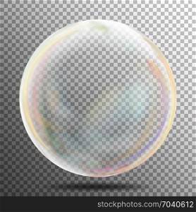 Transparent Soap Bubble Vector. Transparent Soap Bubble. Realistic Vector Illustration. Air Bubble