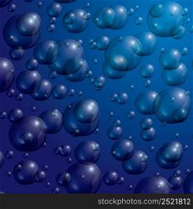 Transparent Soap Bubbles on Blue Background. Vector Illustration.