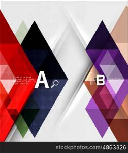 Transparent triangle tiles banner. Vector template background for workflow layout, diagram, number options or web design
