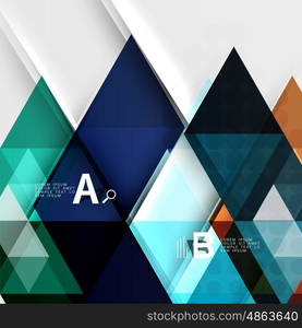 Transparent triangle tiles banner. Vector template background for workflow layout, diagram, number options or web design