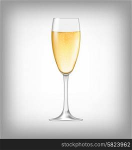 Transparent vector. Champagne glass for dark background. Illustration Realistic Glass of Champagne Isolated on White Background - Vector