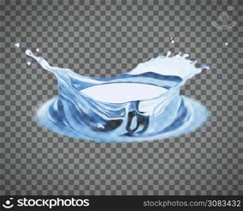 Transparent vector water splash isolated on light background