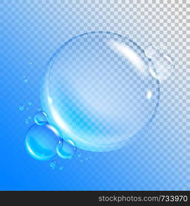 Transparent Water Bubbles. Transparent Isolated Realistic Design Elements. Can be used with any Background.