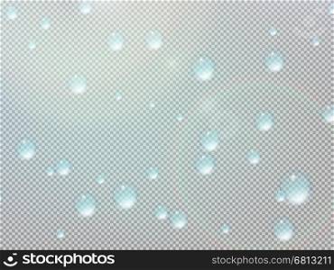 Transparent water drop on gray grid. plus EPS10 vector file