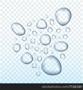 Transparent water drop on light gray background. Vector stock illustration. Transparent water drop on light gray background. Vector illustration
