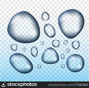 Transparent water drop on light gray background. Vector stock illustration. Transparent water drop on light gray background. Vector illustration