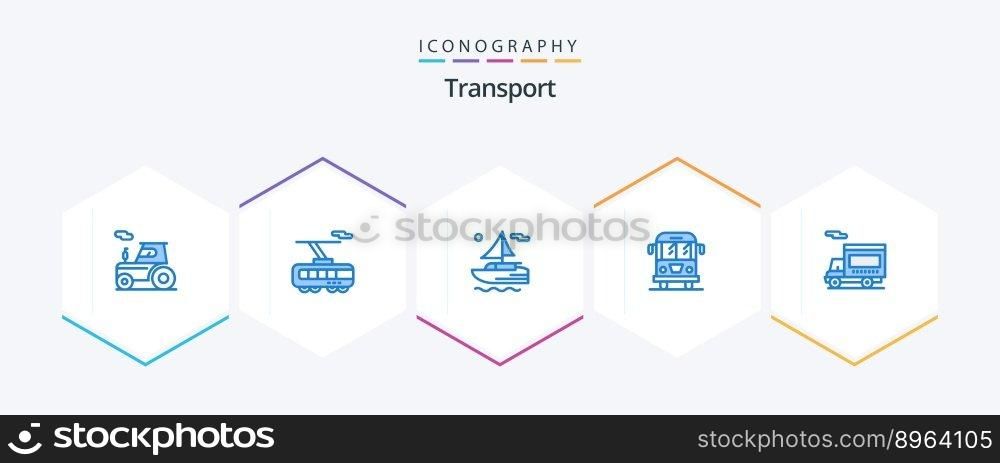 Transport 25 Blue icon pack including van. transport. boat. truck. cargo