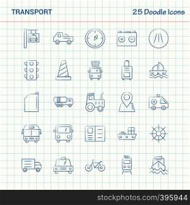 Transport 25 Doodle Icons. Hand Drawn Business Icon set