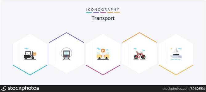 Transport 25 Flat icon pack including . transport. transport. river. vehicle