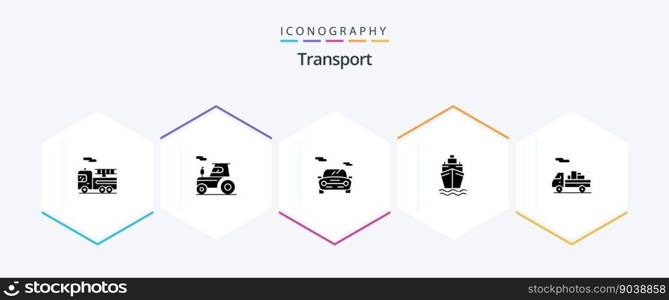 Transport 25 Glyph icon pack including . shipping. car. delivery. swim
