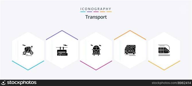Transport 25 Glyph icon pack including . transport. public bus. train. transport