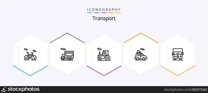 Transport 25 Line icon pack including truck. auto. tractor. vehicle. car