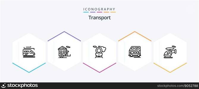 Transport 25 Line icon pack including vehicle. helicopter. retro. vehicle. coach