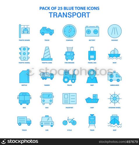 Transport Blue Tone Icon Pack - 25 Icon Sets