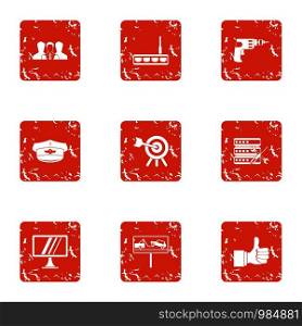 Transport car icons set. Grunge set of 9 transport car vector icons for web isolated on white background. Transport car icons set, grunge style