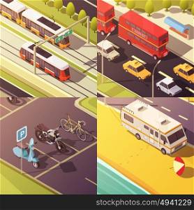 Transport Concept Icons Set . Transport concept icons set with cars and vans isometric isolated vector illustration