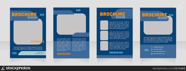 Transport emissions blue blank brochure design. Template set with copy space for text. Premade corporate reports collection. Editable 4 paper pages. Barlow Black, Regular, Nunito Light fonts used. Transport emissions blue blank brochure design