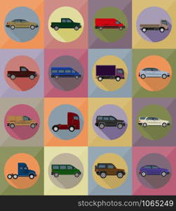 transport flat icons vector illustration isolated on background