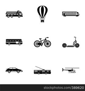 Transport for movement icons set. Simple illustration of 9 transport for movement vector icons for web. Transport for movement icons set, simple style