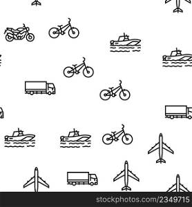 Transport For Riding And Flying Vector Seamless Pattern Thin Line Illustration. Transport For Riding And Flying Vector Seamless Pattern