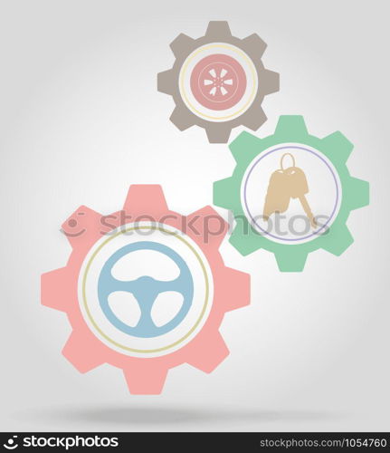 transport gear mechanism concept vector illustration isolated on gray background