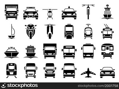 Transport Icon Set. Fully editable vector illustration. Text expanded.