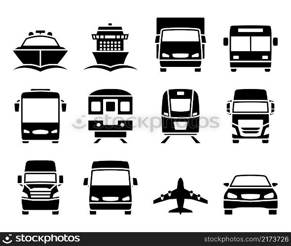 Transport Icon Set. Fully editable vector illustration. Text expanded.