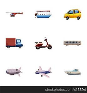 Transport icons set. Cartoon illustration of 9 transport vector icons for web. Transport icons set, cartoon style