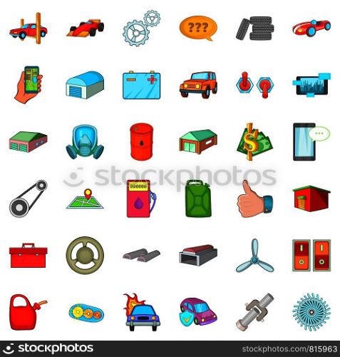 Transport icons set. Cartoon style of 36 transport vector icons for web isolated on white background. Transport icons set, cartoon style