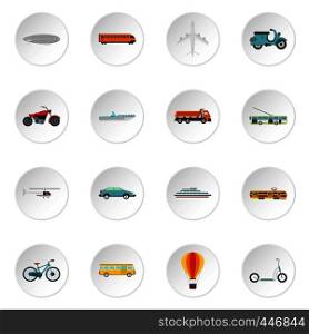 Transport icons set. Flat illustration of 16 transport vector icons set illustration. Transport icons set, flat style