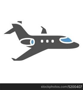 Transport in the sky. Airliner - gray blue icon isolated on white background