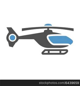 Transport in the sky. Helicopter - gray blue icon isolated on white background