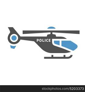 Transport in the sky. Helicopter of police - gray blue icon isolated on white background