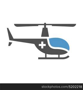 Transport in the sky. Medical helicopter - gray blue icon isolated on white background