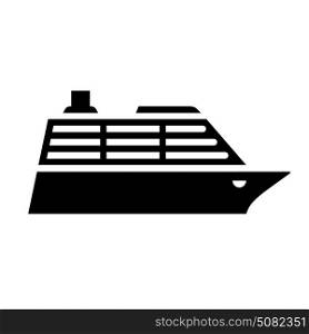 Transport in the water. Black icon isolated on white background, flat style.