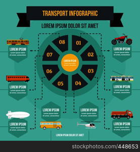 Transport infographic banner concept. Flat illustration of transport infographic vector poster concept for web. Transport infographic concept, flat style
