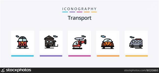 Transport Line Filled 5 Icon Pack Including transport. automobile. transport. transport. tourism. Creative Icons Design