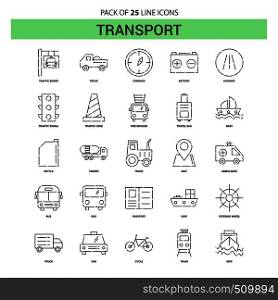 Transport Line Icon Set - 25 Dashed Outline Style