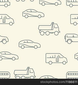 Transport outline icon. Seamless kids auto car pattern. Children bedsheets vector illustration