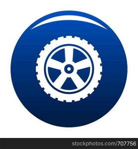 Transport tire icon vector blue circle isolated on white background . Transport tire icon blue vector
