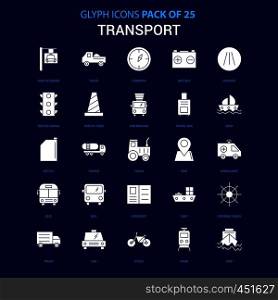 Transport White icon over Blue background. 25 Icon Pack