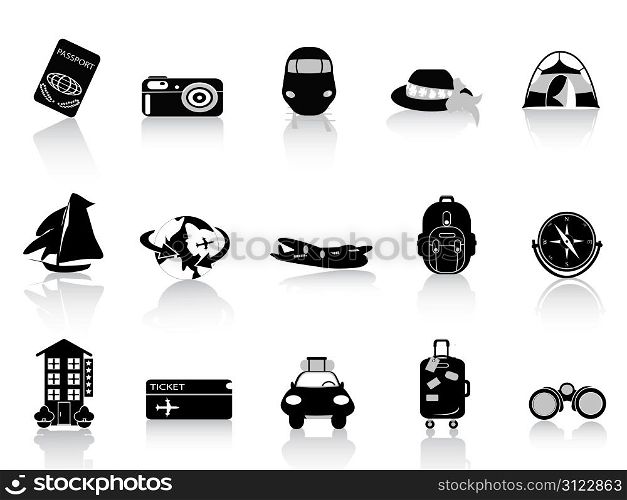 Transportation and travel icons on white background