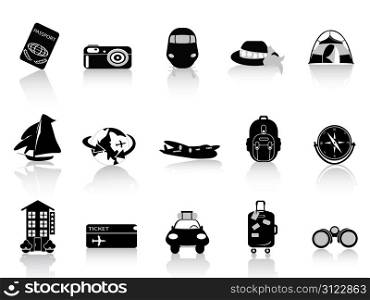Transportation and travel icons on white background
