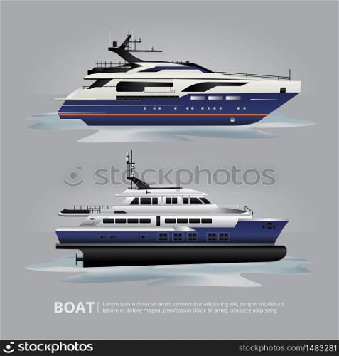 Transportation Boat Tourist Yacht to Travel Vector Illustration