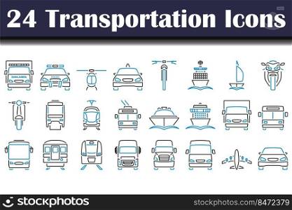 Transportation Icon Set. Editable Bold Outline With Color Fill Design. Vector Illustration.