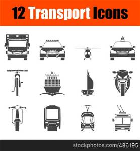 Transportation Icon Set in Front View. Simple Stencil Design. Vector illustration.